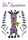 ÃâÃÂµÃÂºÃâÃÂ¾Ãâ¬ , Be awesome postcard, lilac giraffe and lavender,